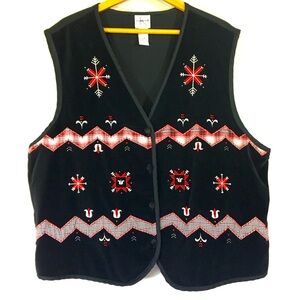Velvet‎ Embroidered Patchwork Snowflake Vest
